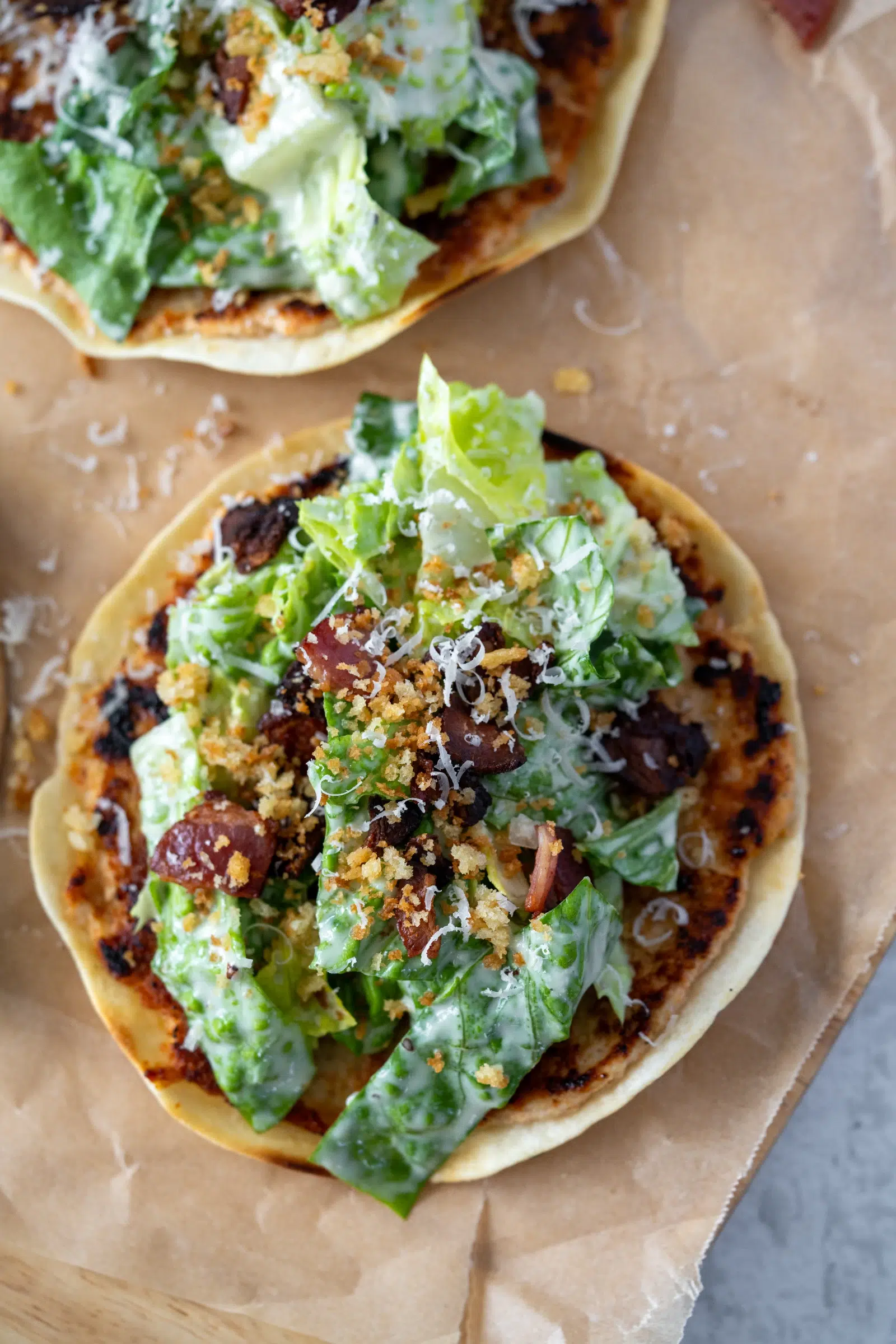 Chicken Caesar Smash Tacos Recipe on Baking Tray