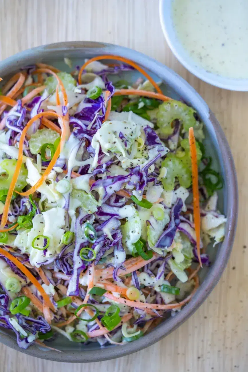dressed coleslaw salad